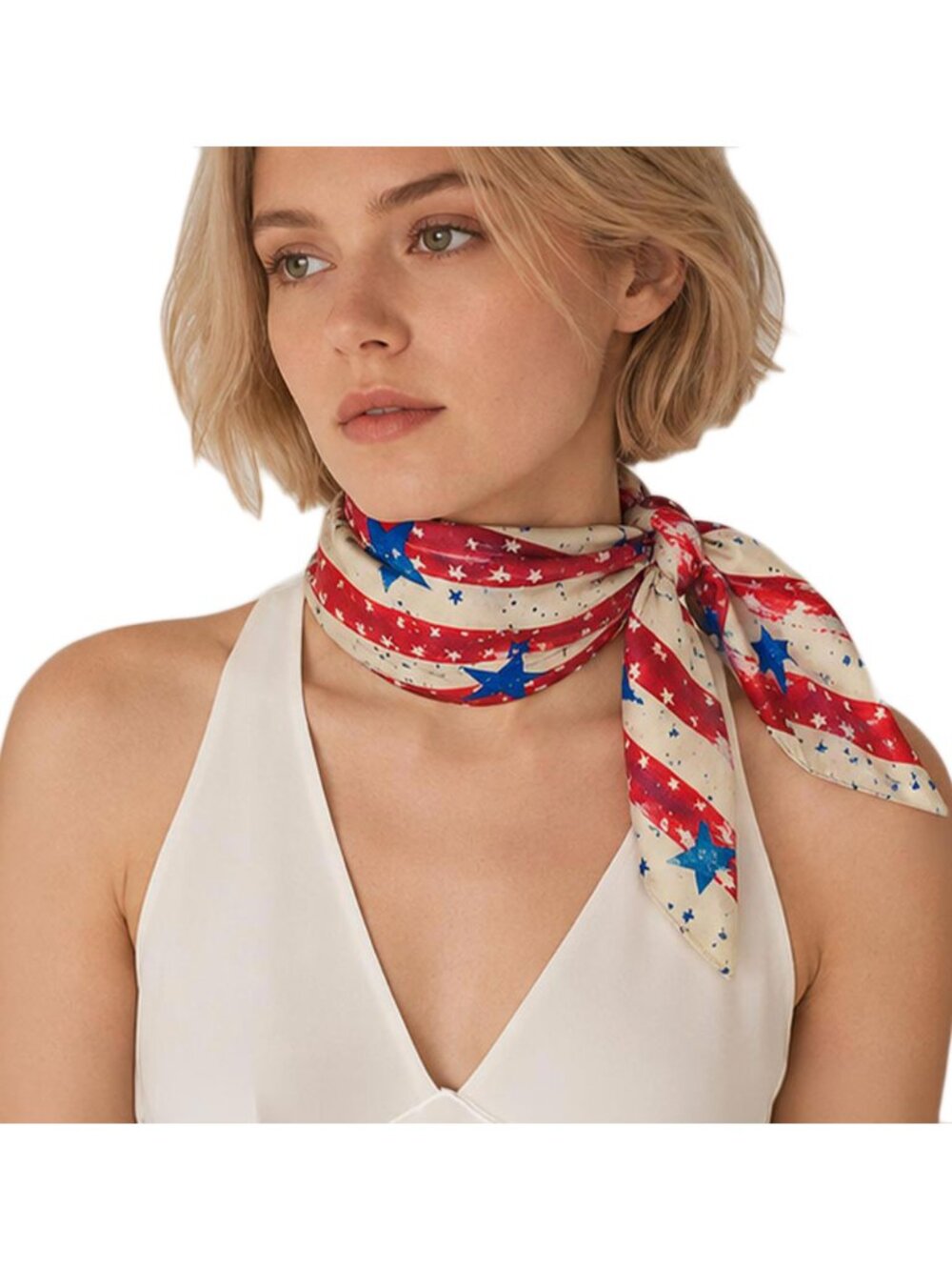 Tigerstars Vintage Patriotic American USA Flag Print Square Scarf